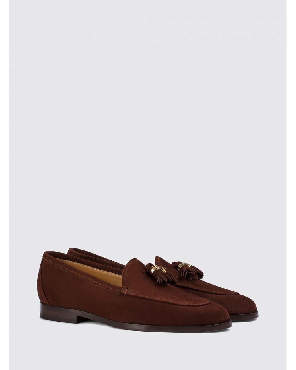 Doucal's Brown Suede Penny Loafers With Tassels And Round Toe