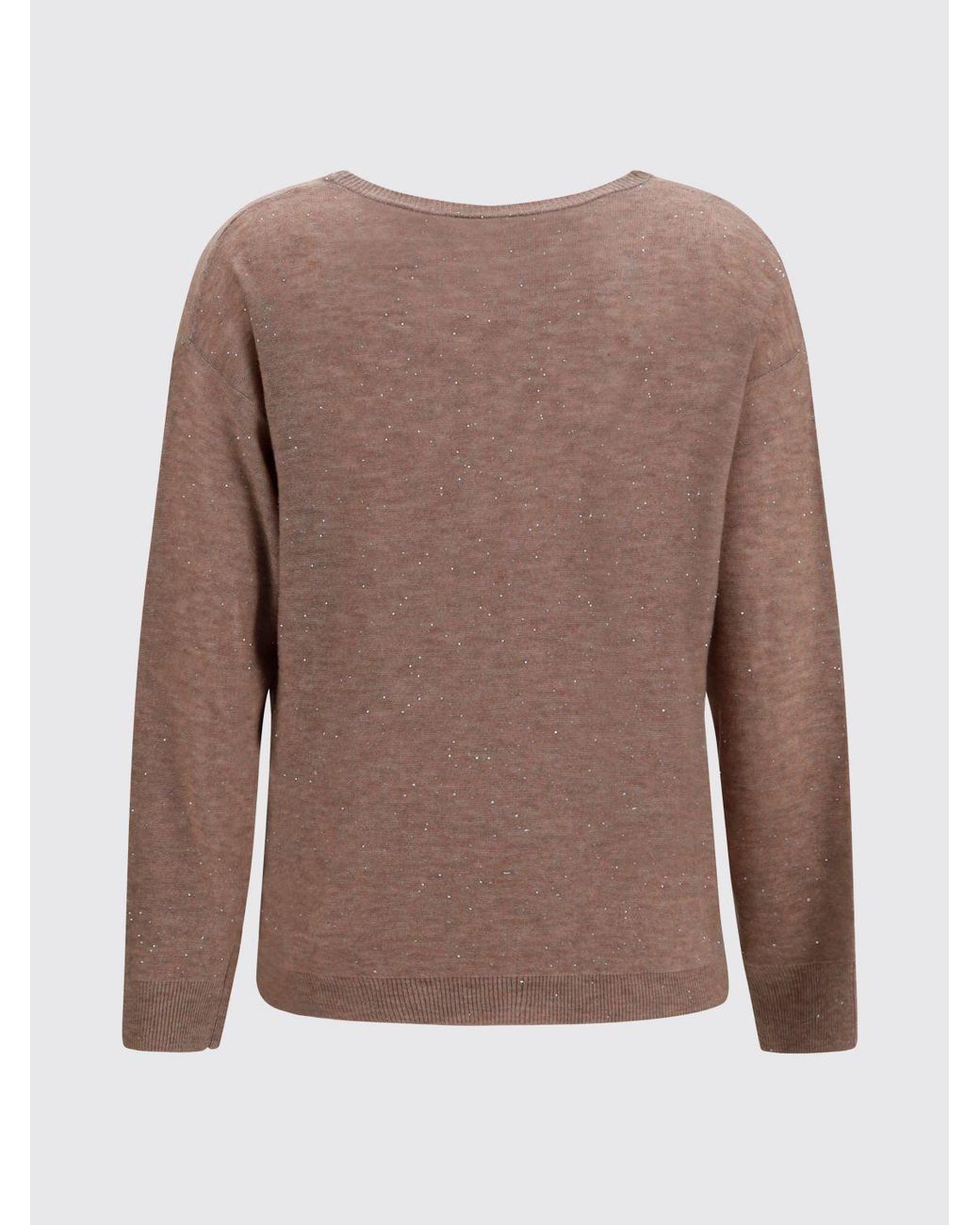 Fabiana Filippi Brown Wool Blend Crewneck Jumper With Sequin Appliqué