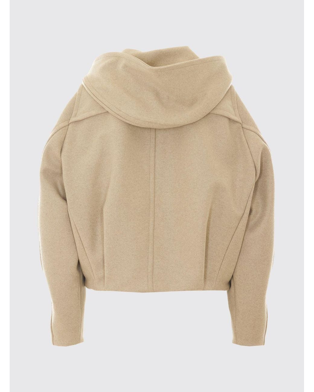 Isabel Marant Natural Short Cotton Duffle Coat With Hood And Leather Inserts