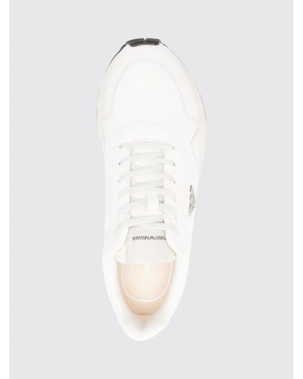 Emporio Armani White Low Top Nylon And Leather Sneakers With Monogram And Eagle Logo for men
