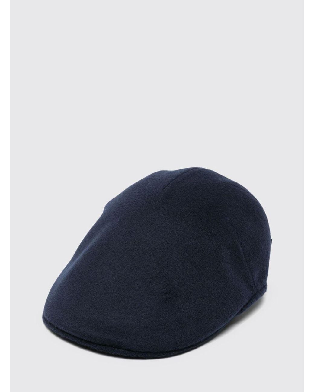 Borsalino Blue Cashmere Beret With A Side Logo Plaque