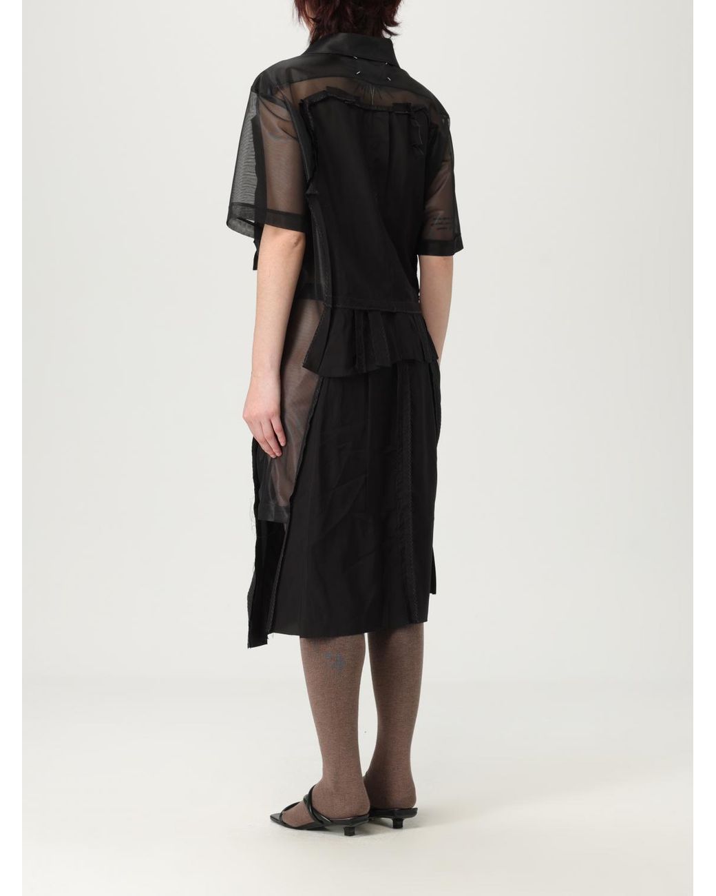 Maison Margiela Black Layered Mesh Overlay Aline Dress