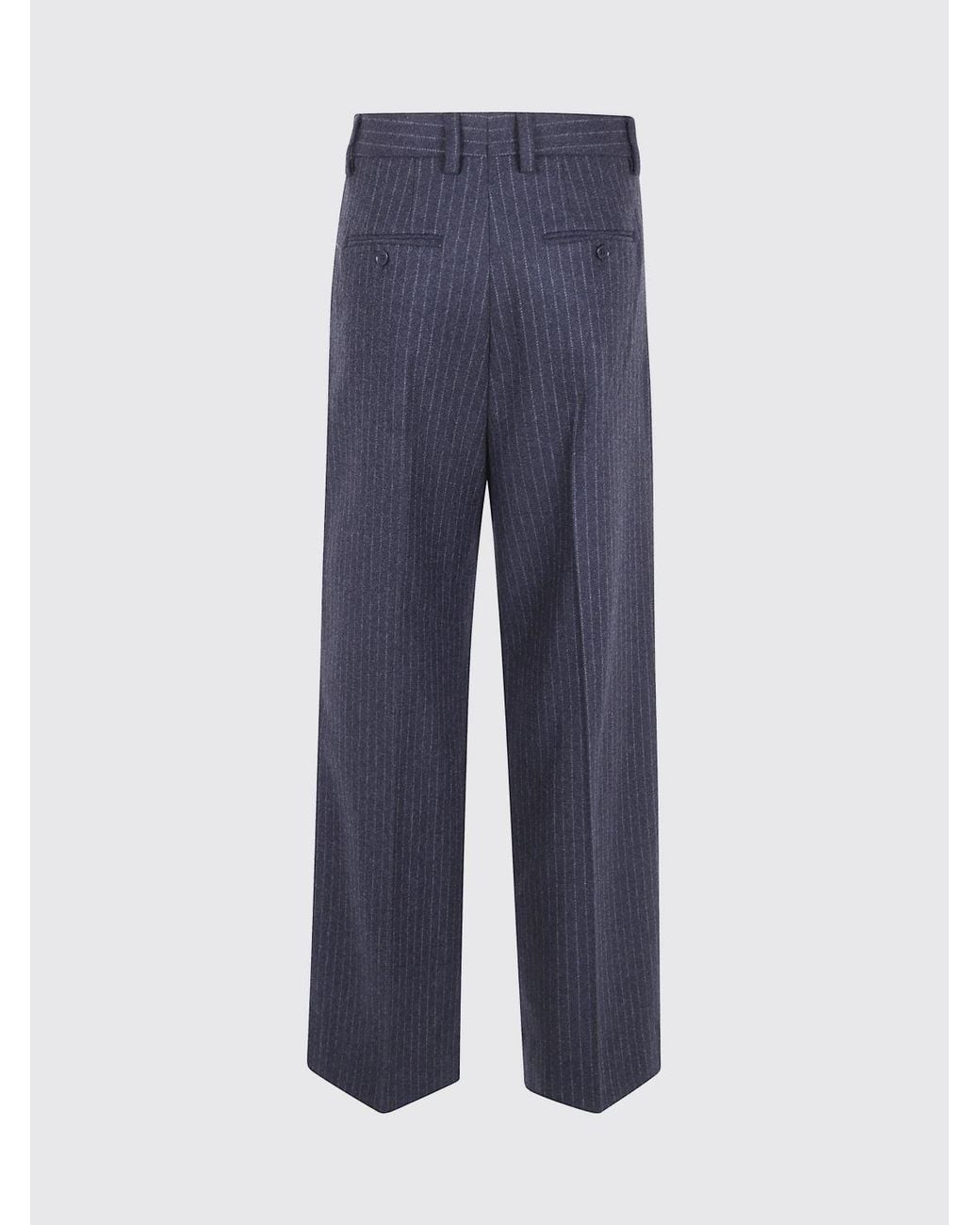 Filippa K Blue Pinstripe Wide Leg Trousers With High Waist And Pleats