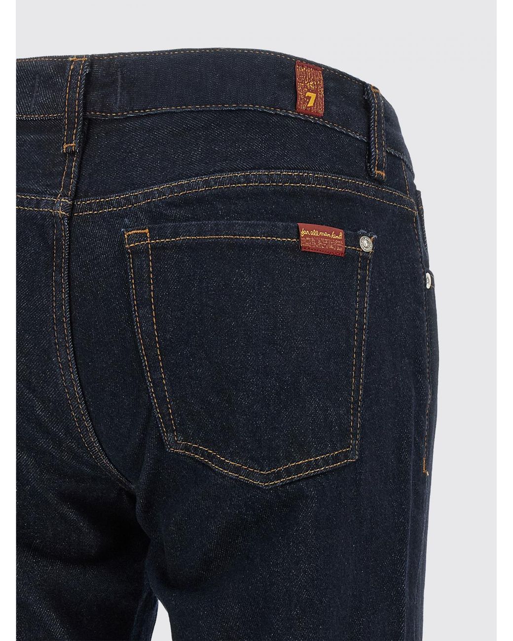 7 For All Mankind Blue High-Waisted Straight Leg Jeans