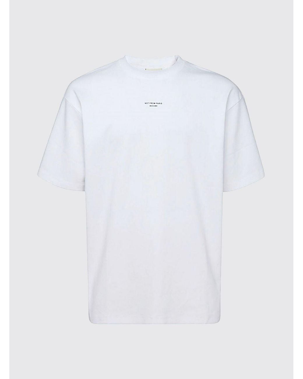Drole de Monsieur White Cotton T-Shirt With Contrasting Logo And Dropped Shoulders for men