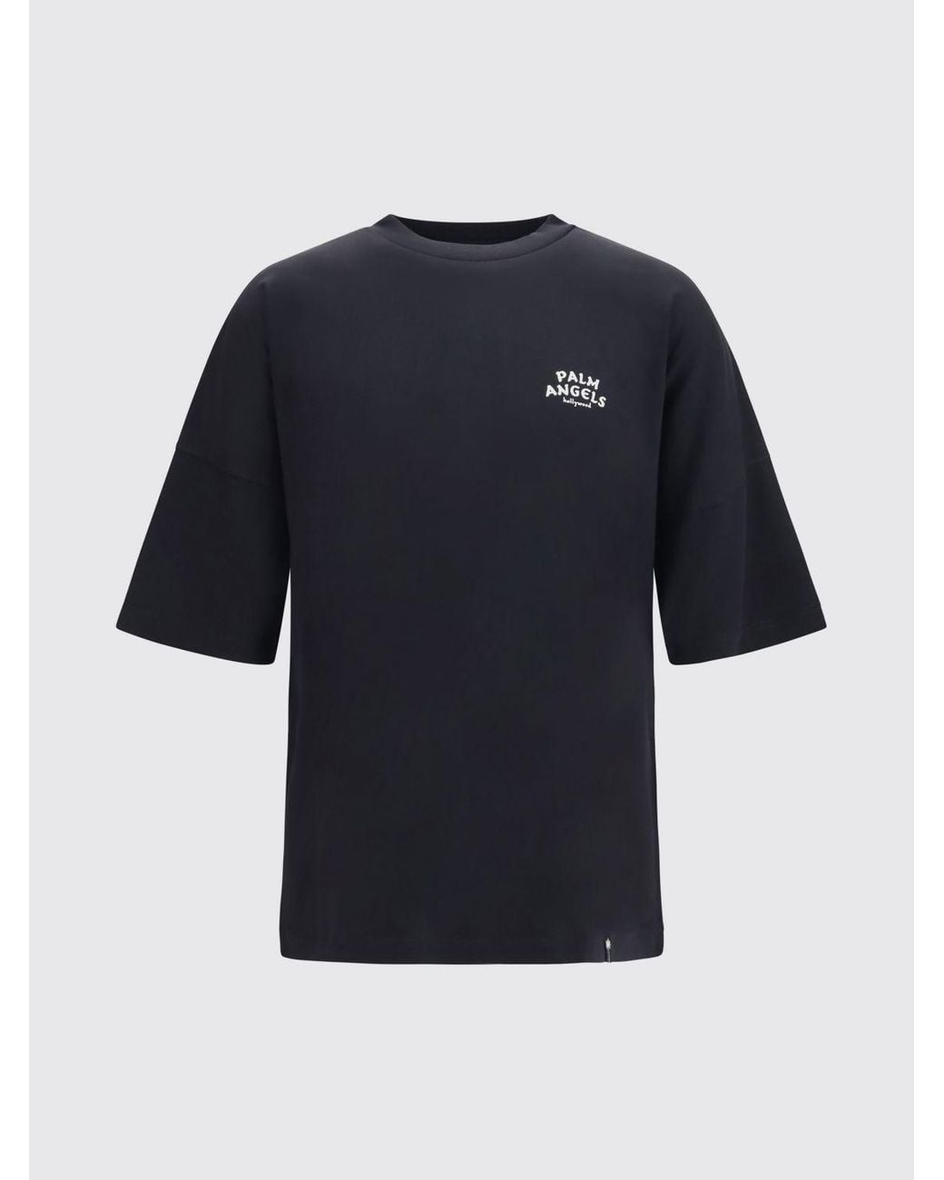 Palm Angels Black Cotton Crew Neck T-Shirt With Contrast Logo for men