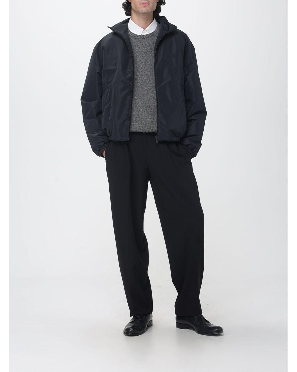 Saint Laurent Blue Cassandre Relaxed Fit Technical Fabric Bomber Jacket With Ysl Logo for men