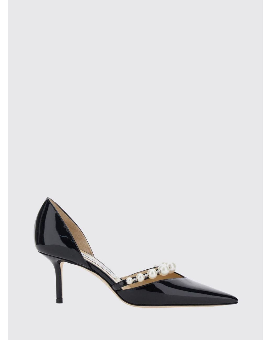 Jimmy Choo Black Aurelie Patent Leather Pumps With Pearls And Stiletto Heel