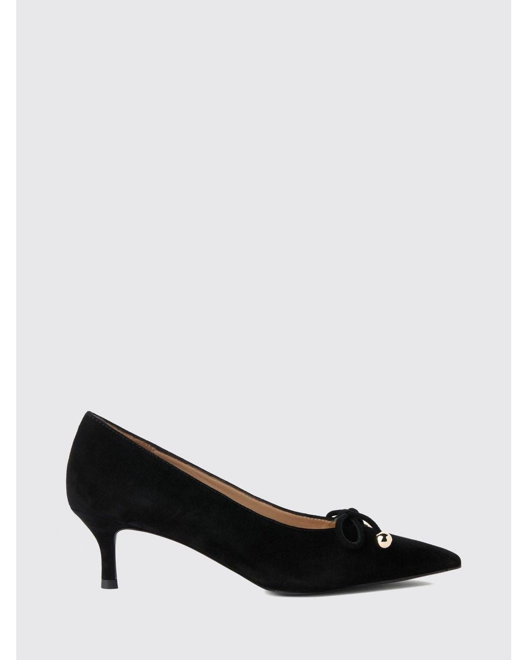 Furla Black Suede Stiletto Pumps With A Medium Heel And Almond Toe