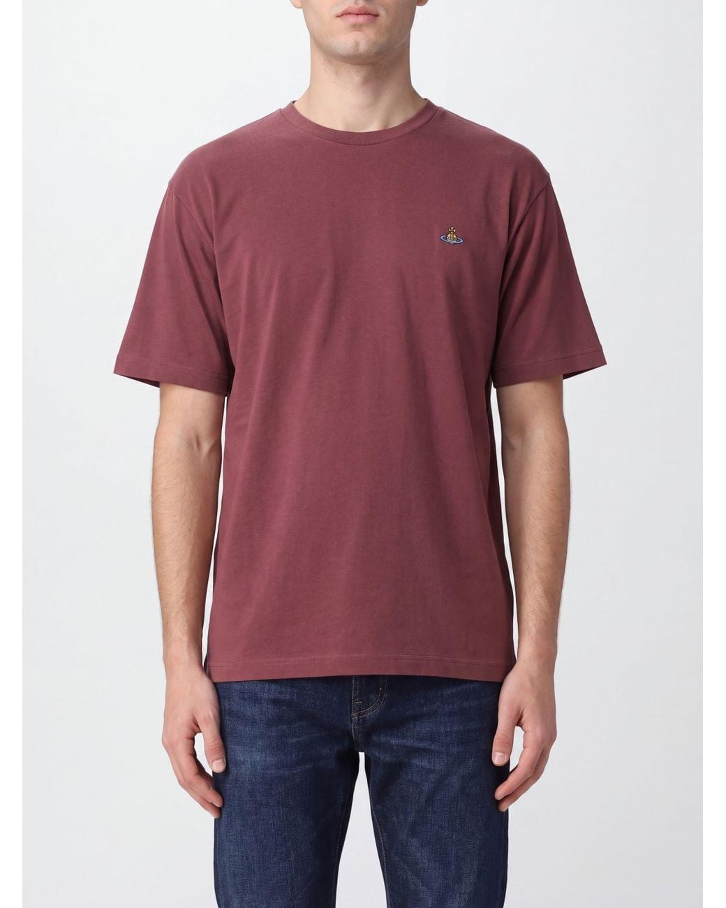Vivienne Westwood Cotton T-Shirt With Contrast Embroidered Orb Logo On The Chest for men