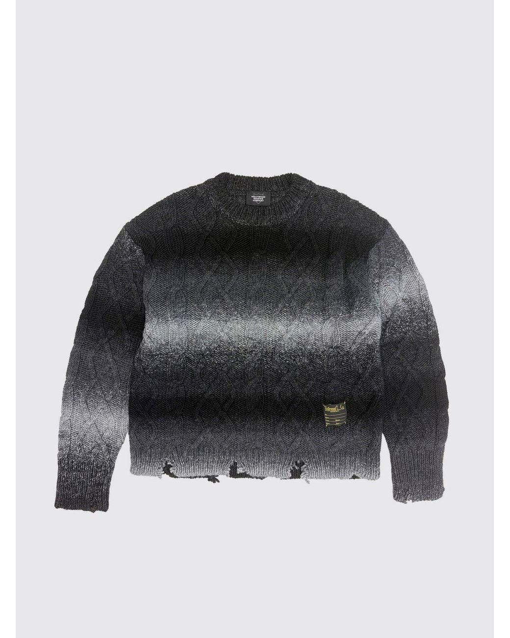 HTC Gray Abstract Pattern Wool Blend Crewneck Jumper With Logo for men