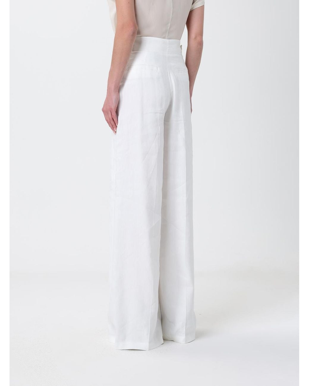 Elisabetta Franchi White Palazzo Trousers