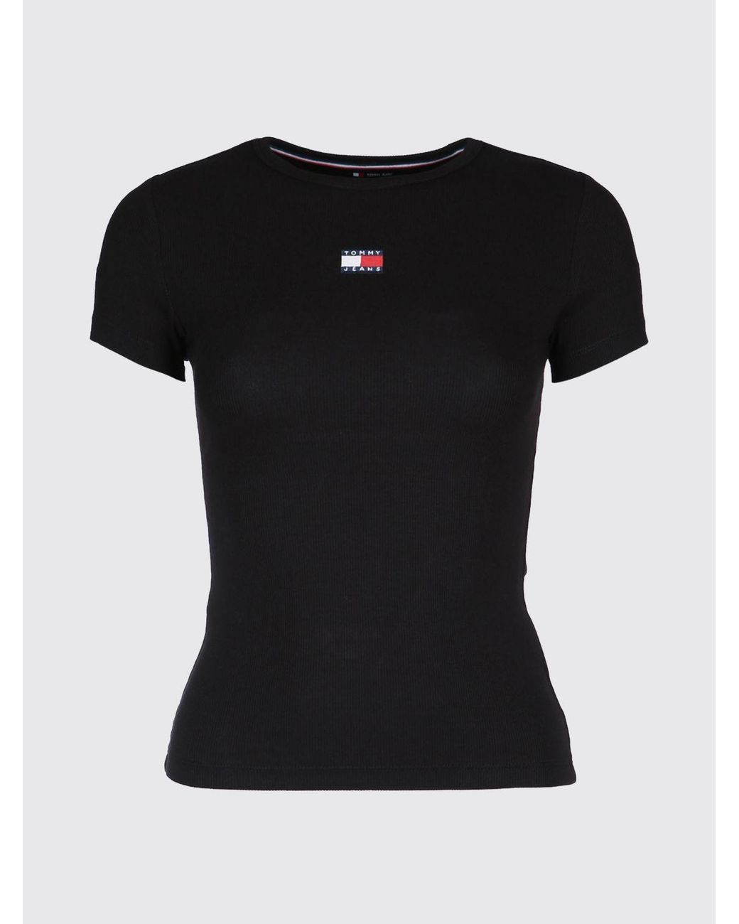 Tommy Hilfiger Black Cotton T-Shirts With Logo