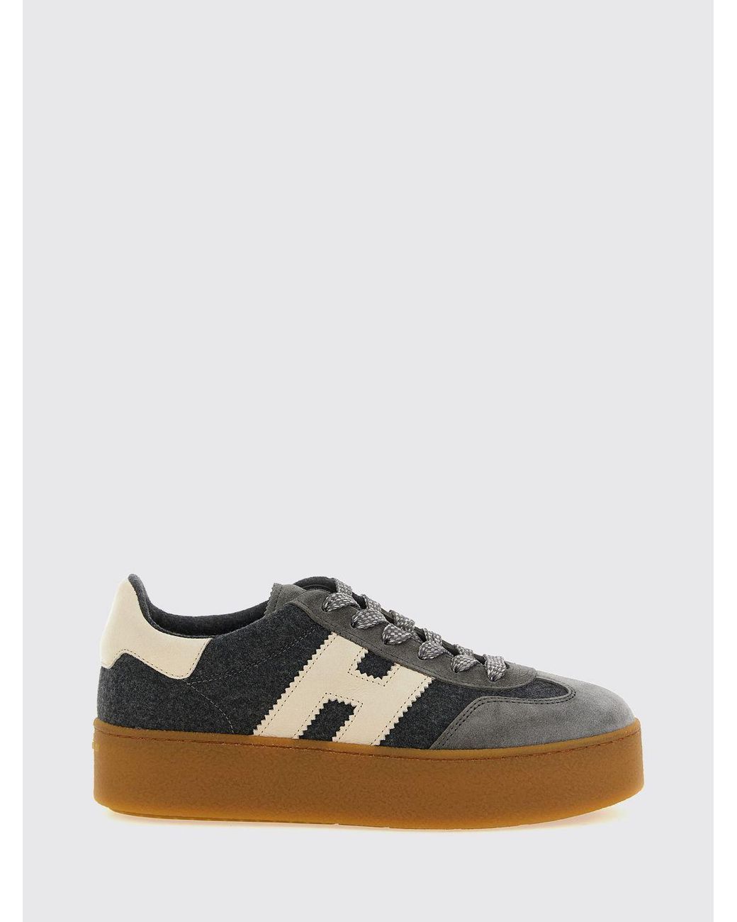Hogan Blue Cool Leather And Technical Fabric Platform Sneakers With H Logo