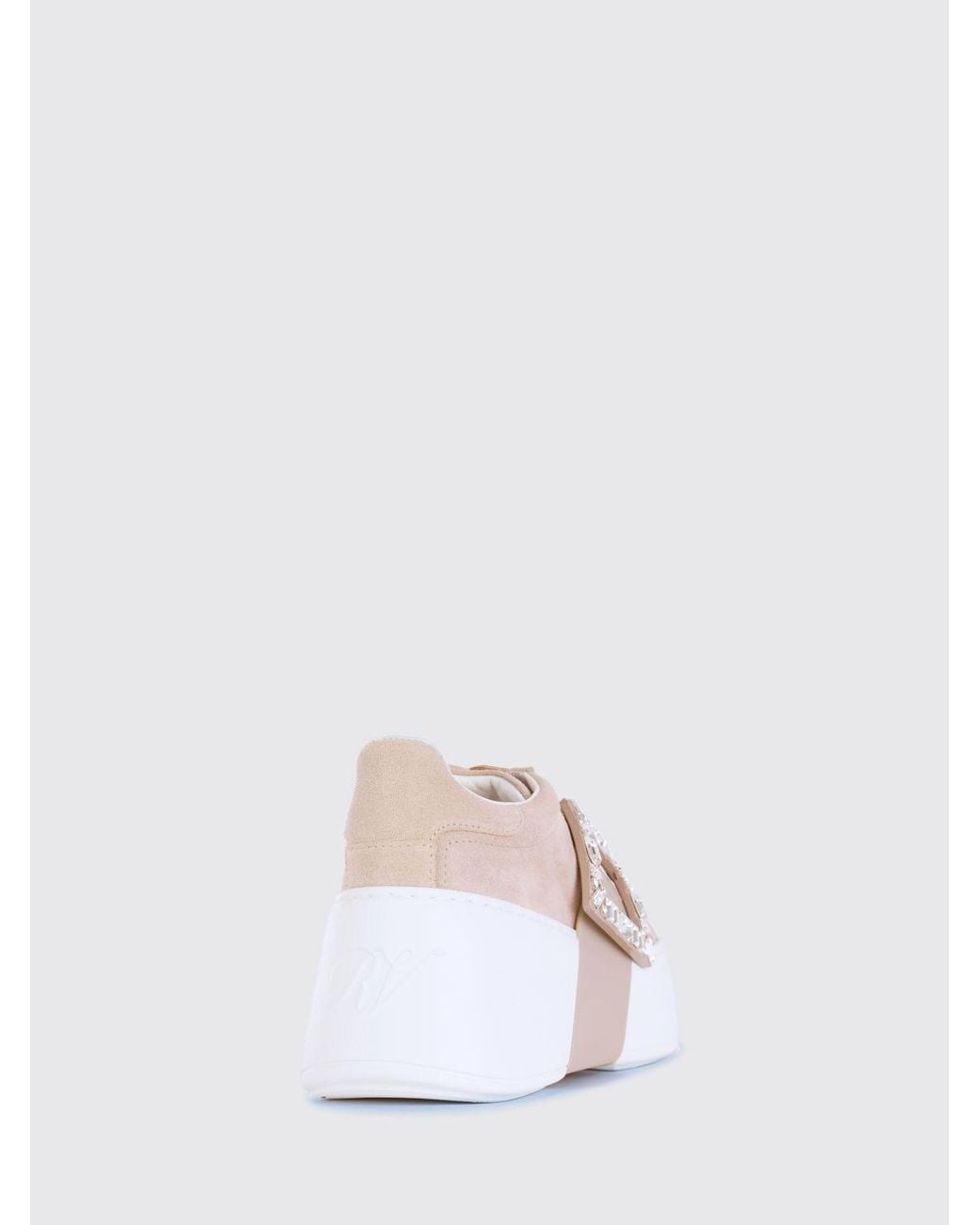 Roger Vivier Natural Viv' Skate Suede Sneakers With Jewel Buckle
