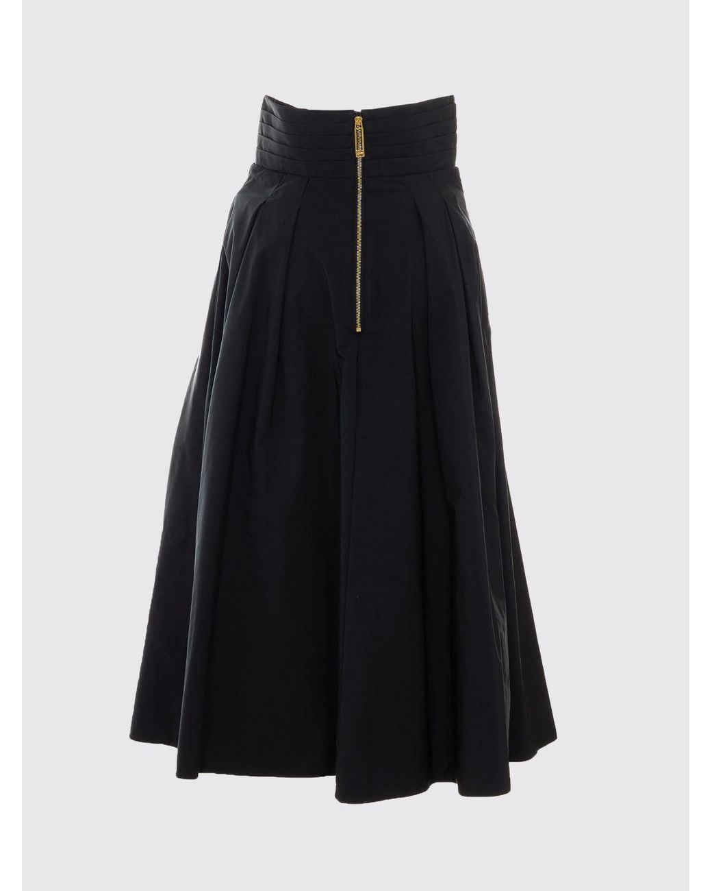 Elisabetta Franchi Black High-Waisted Crêpe Full Midi Skirt
