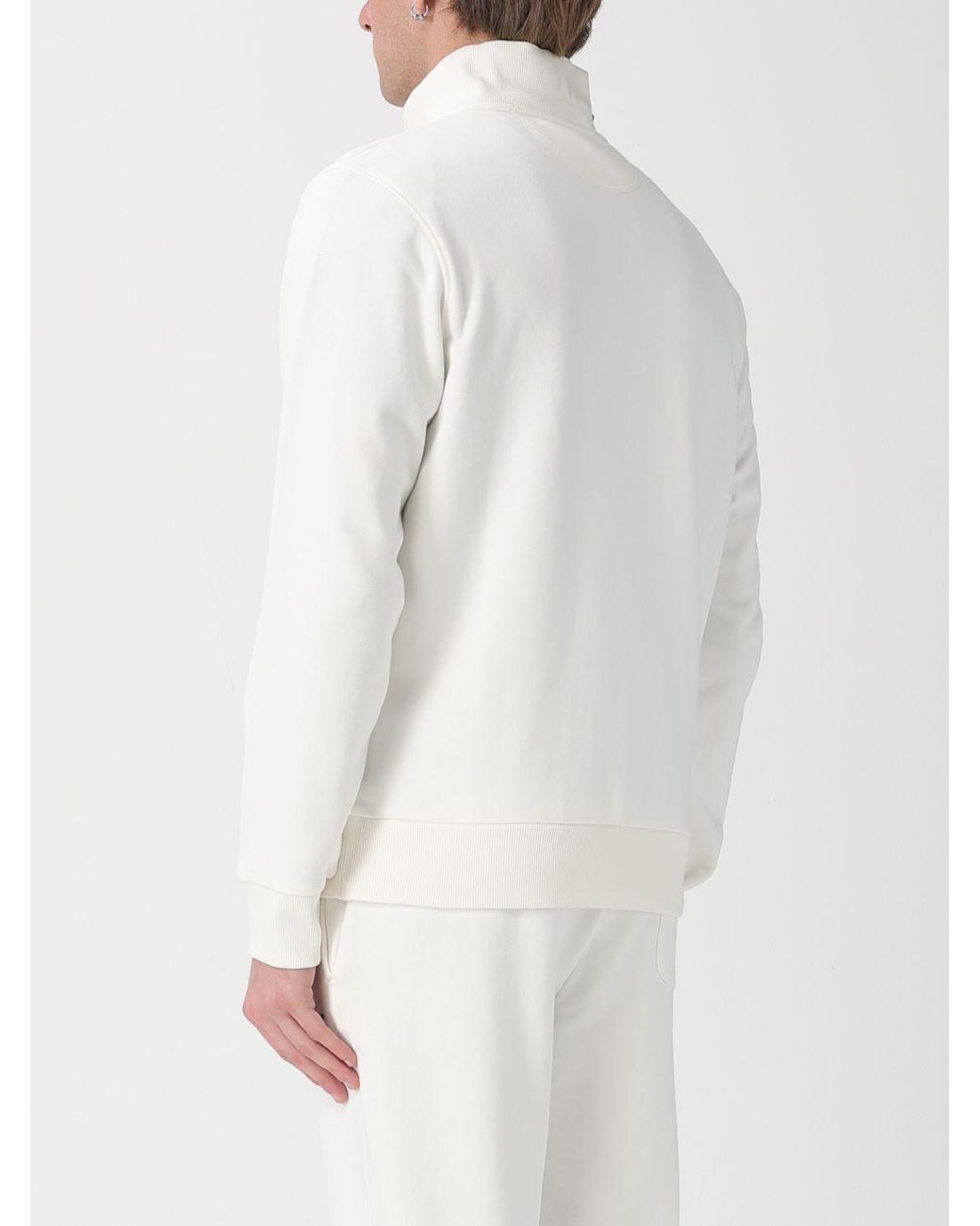 La Martina White Cotton Zip Up Sweatshirt for men