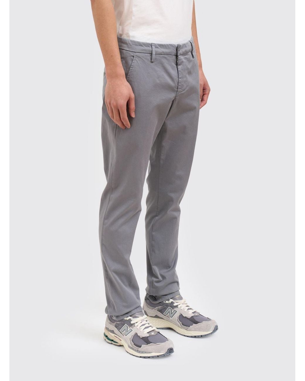 Dondup Gray Stretch Cotton Chino Trousers for men