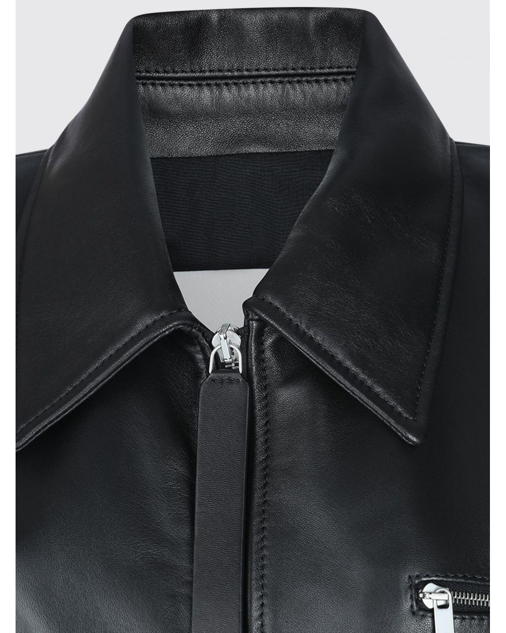 Jil Sander Black Leather Bomber Jacket