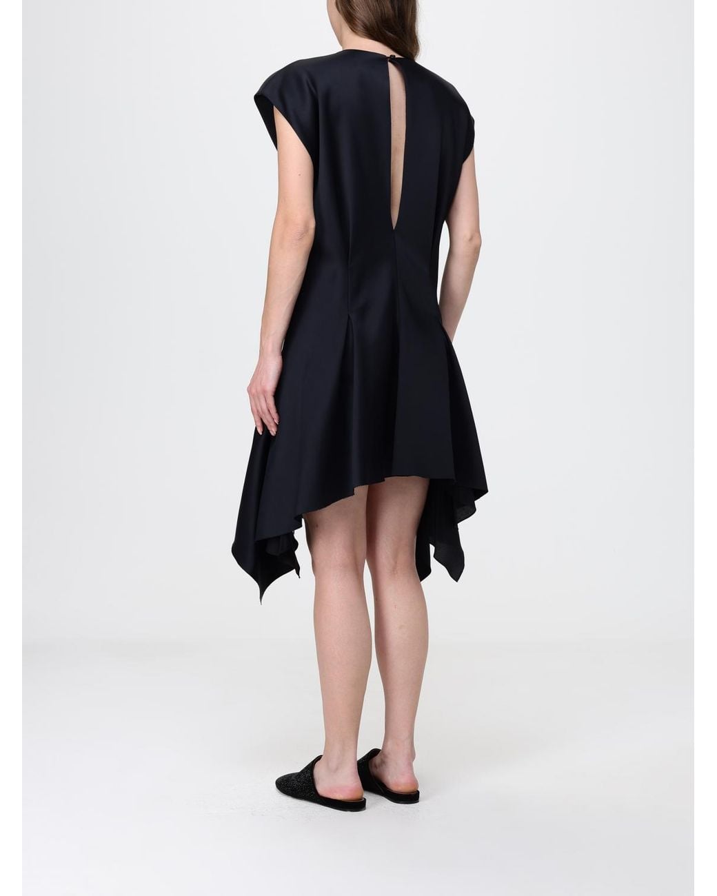 Khaite Blue Sleeveless Asymmetrical V-Neck Mini Dress