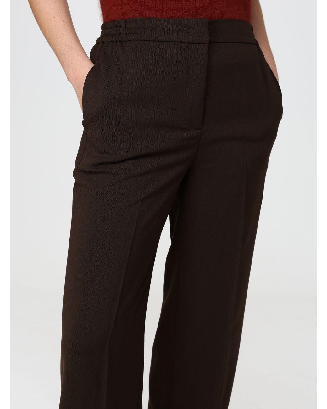 Twinset Black Mid-Rise Wide Leg Twill Trousers With Concealed Closure