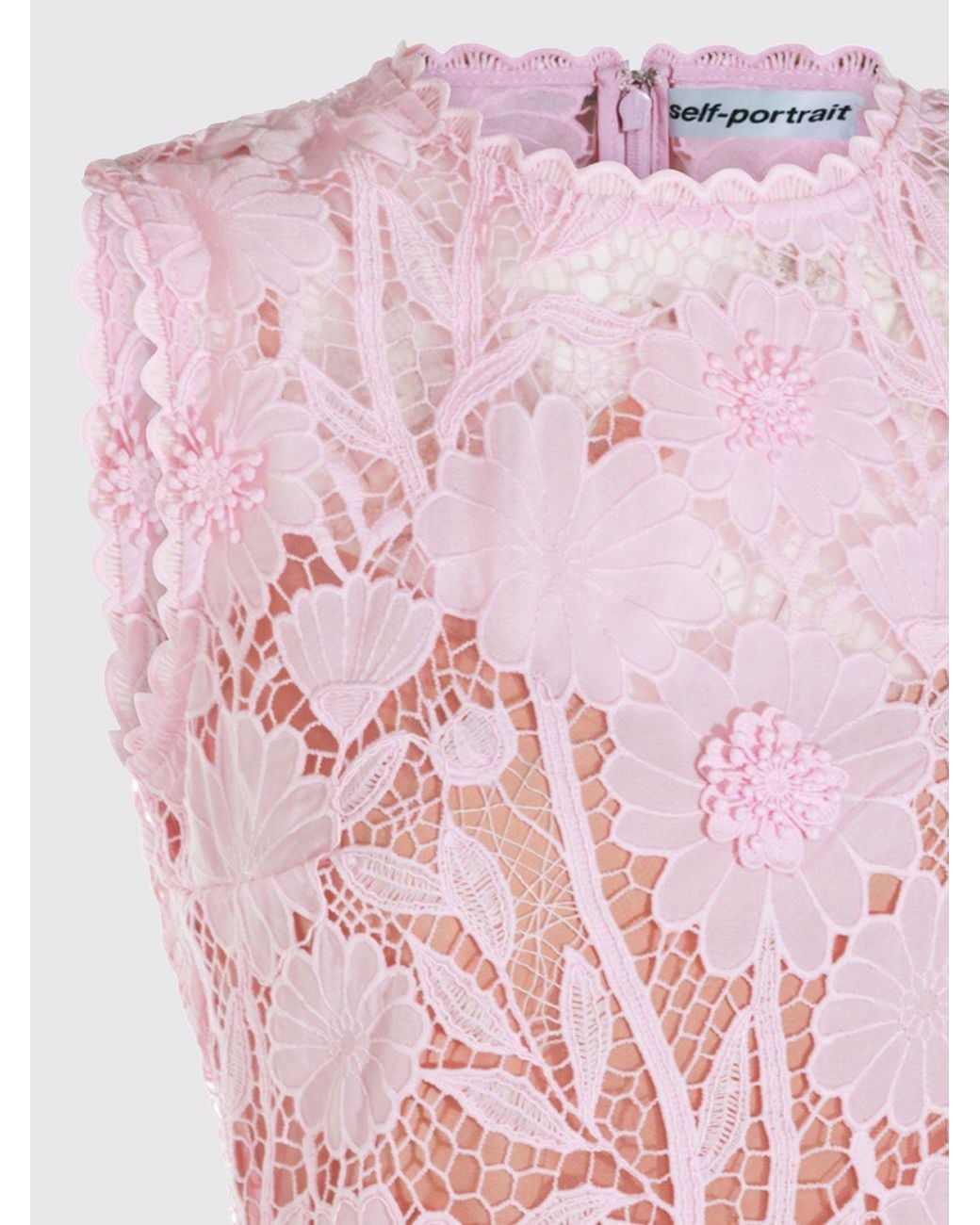 Self-Portrait Pink A-Line Off-The-Shoulder Lace Ceremony Mini Dress