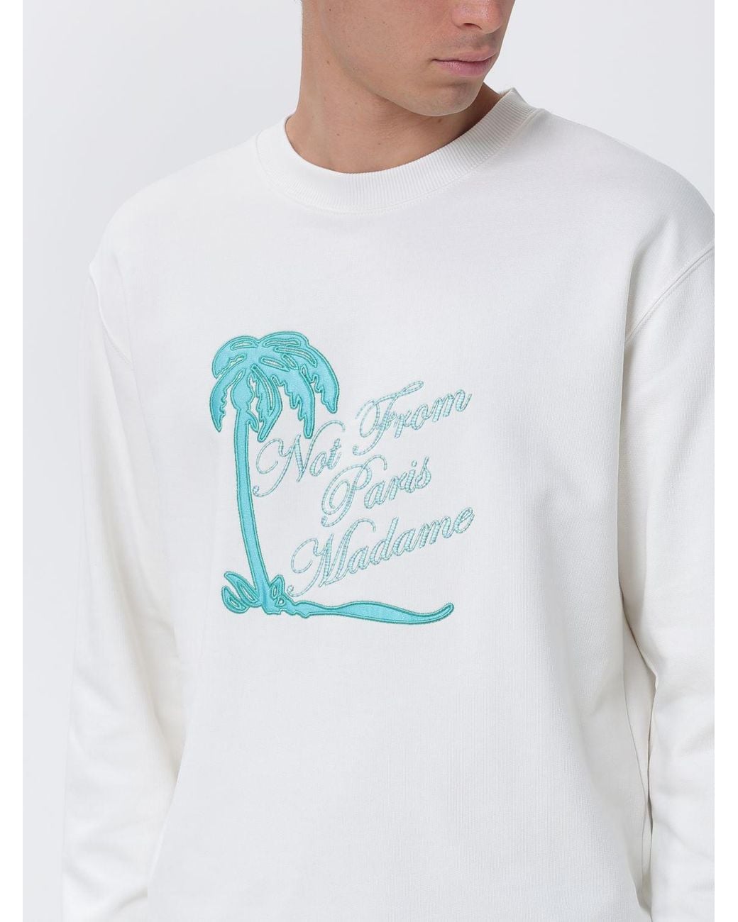 Drole de Monsieur Gray Cotton Sweatshirt With Embroidered Logo for men