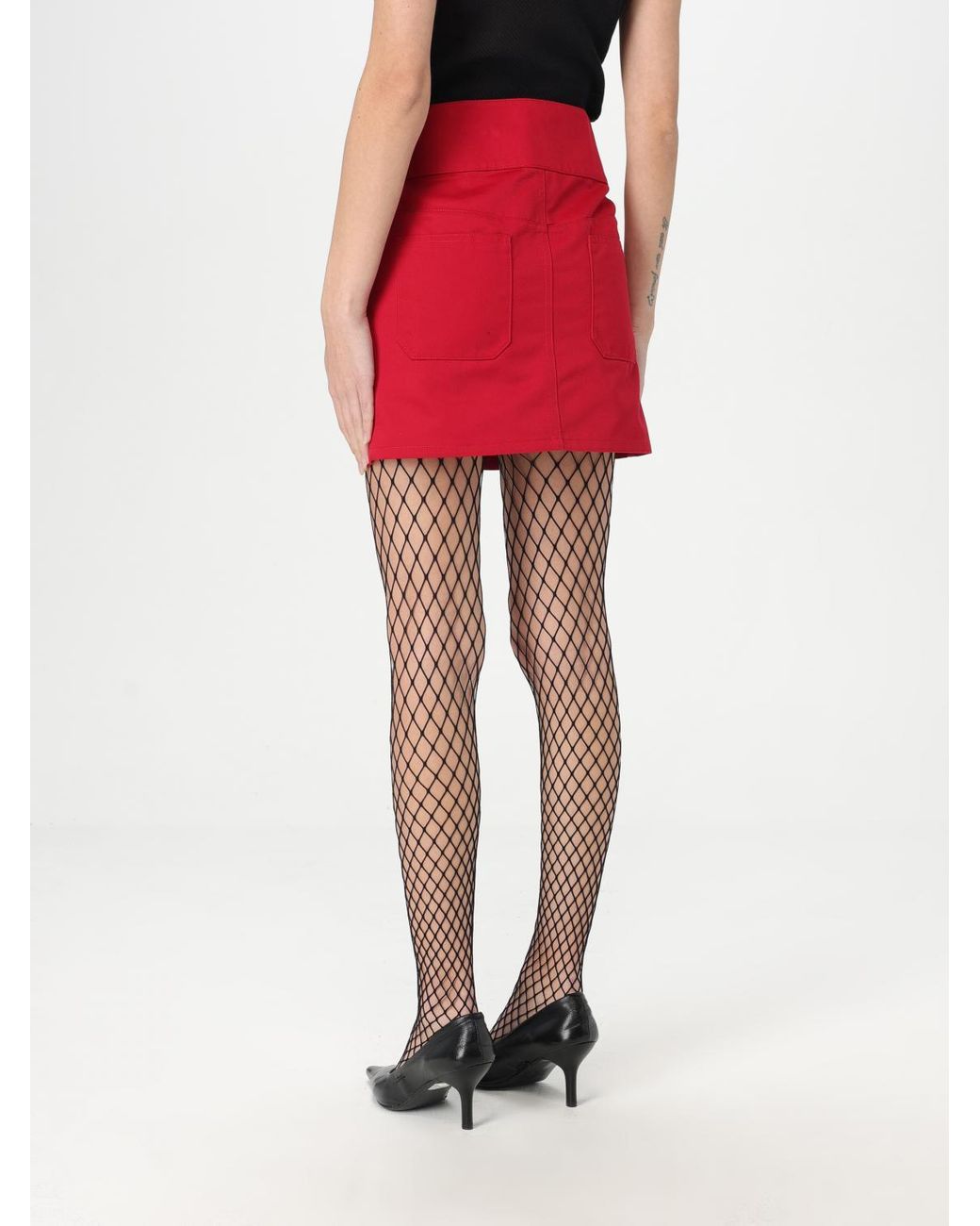 Courreges Red Mini Skirt With Belted Waist