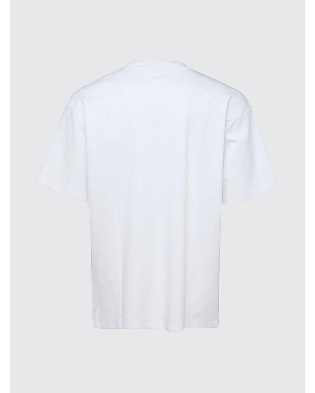 Drole de Monsieur White Cotton T-Shirt With Contrasting Logo And Dropped Shoulders for men