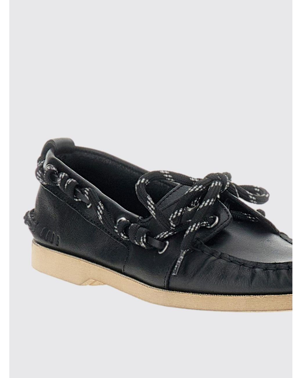 Golden Goose Deluxe Brand White Smooth Leather Boat Shoes With Raised Apron Toe And Embossed Logo
