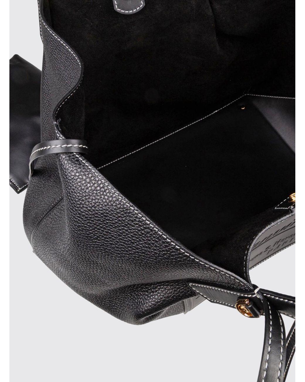 Lanvin Black Catch Large Grained Leather Tote Bag With Four Handles