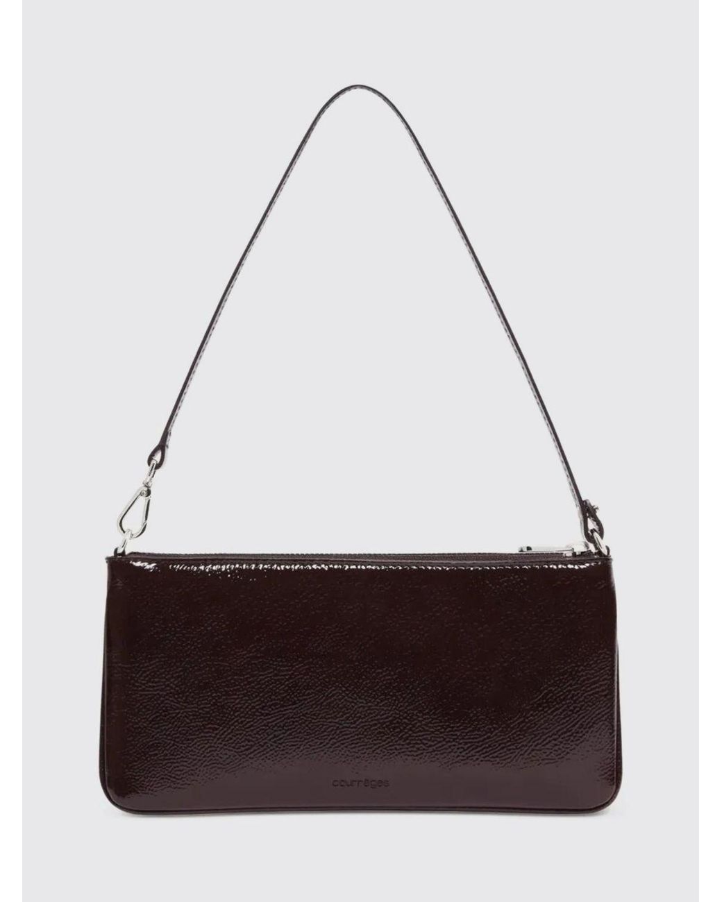Courreges Red CourrÈ Ges Small Crinkled-Effect Patent Leather Shoulder Bag