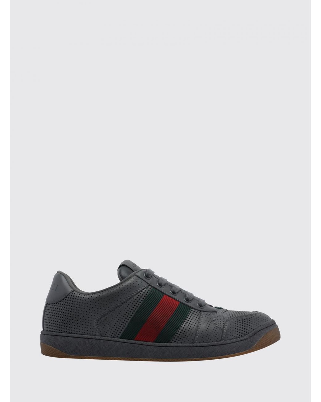 Gucci White Screener Low-Top Leather Trainers With Bicolour Web Stripe Detail for men