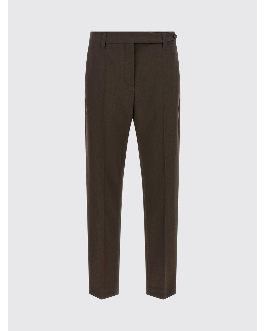 Brunello Cucinelli Brown Slim Fit Stretch-Virgin Wool Trousers With Monili Embroidery