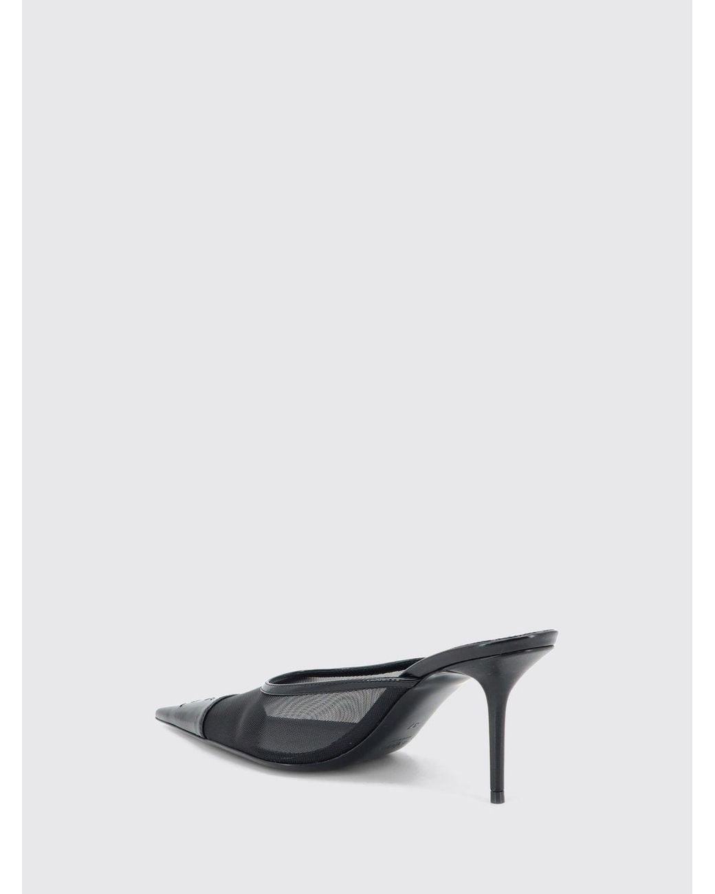 Saint Laurent White Renée Mesh And Leather Mules With Ysl Monogram