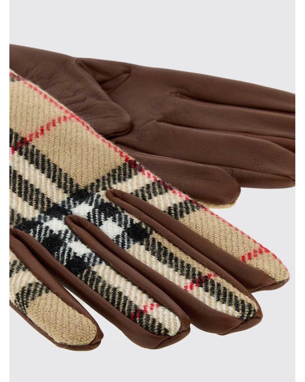 Burberry Brown Wool And Lambskin Gloves With Vintage Check Pattern for men