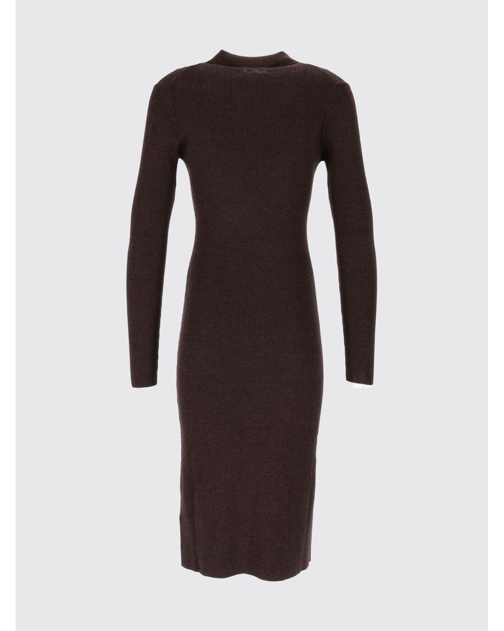 Mc2 Saint Barth Red V-Neck Wool Knit Midi Sheath Dress