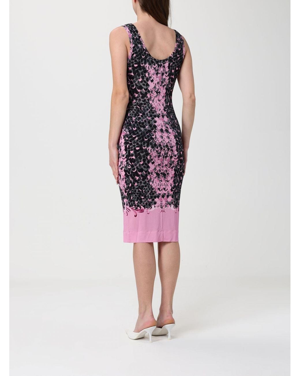 Versace Jeans Couture Red Printed Jersey Midi Dress