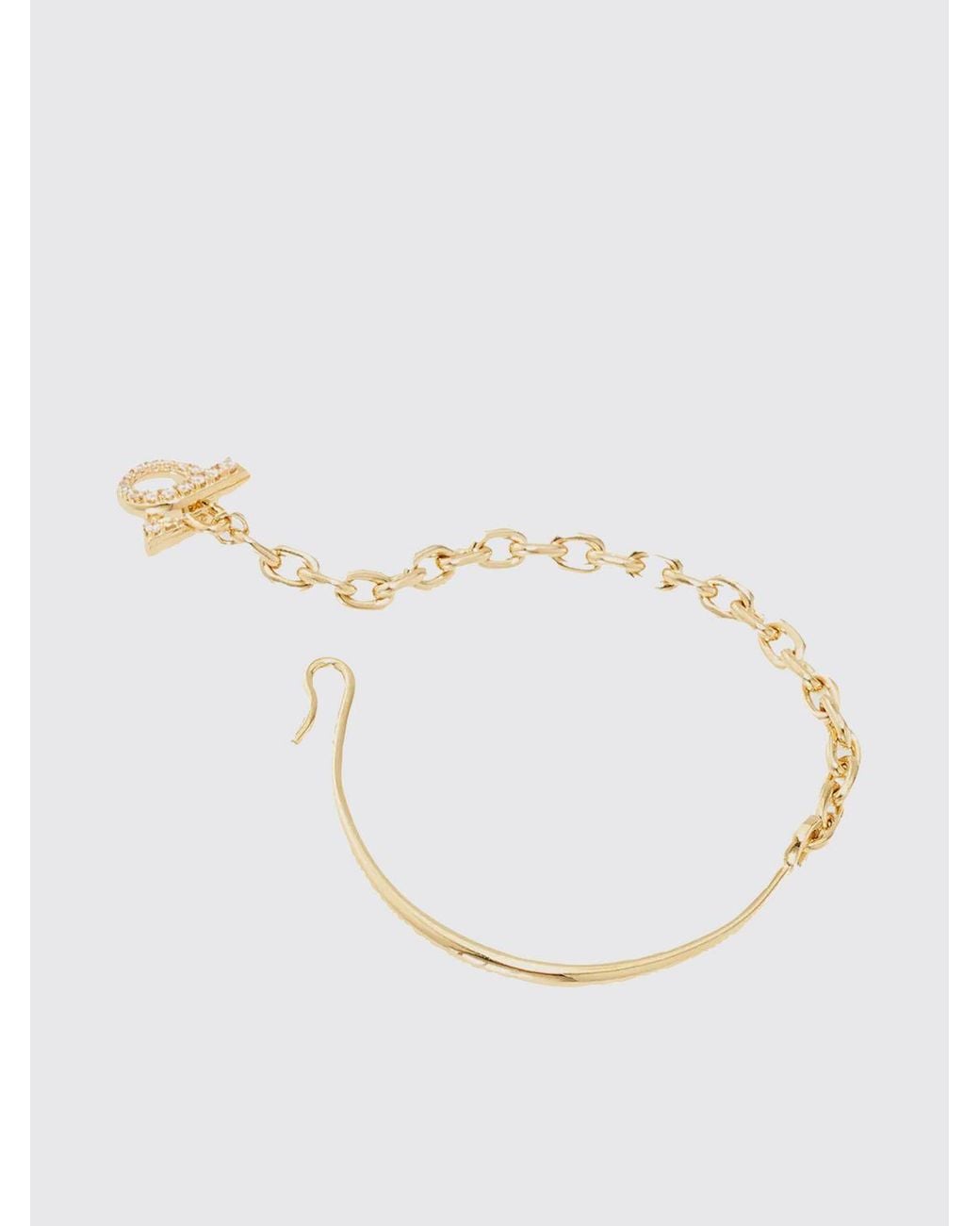 Ferragamo White Logo Detail Brass And Glass Bracelet