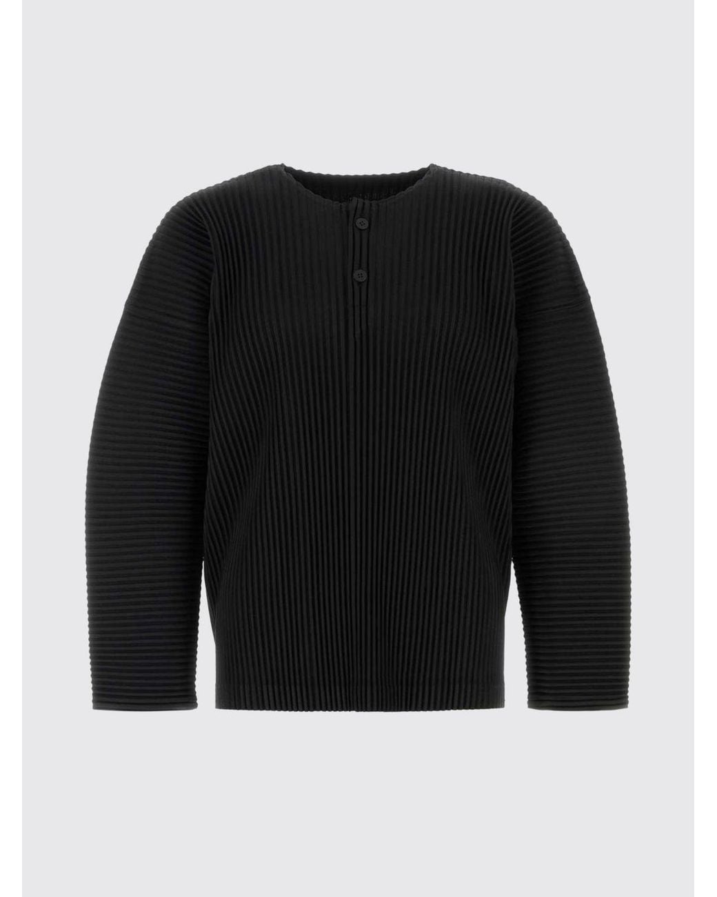 Homme Plissé Issey Miyake Black Homme Plissé Issey Miyake Pleated Crewneck Long-Sleeve Top for men