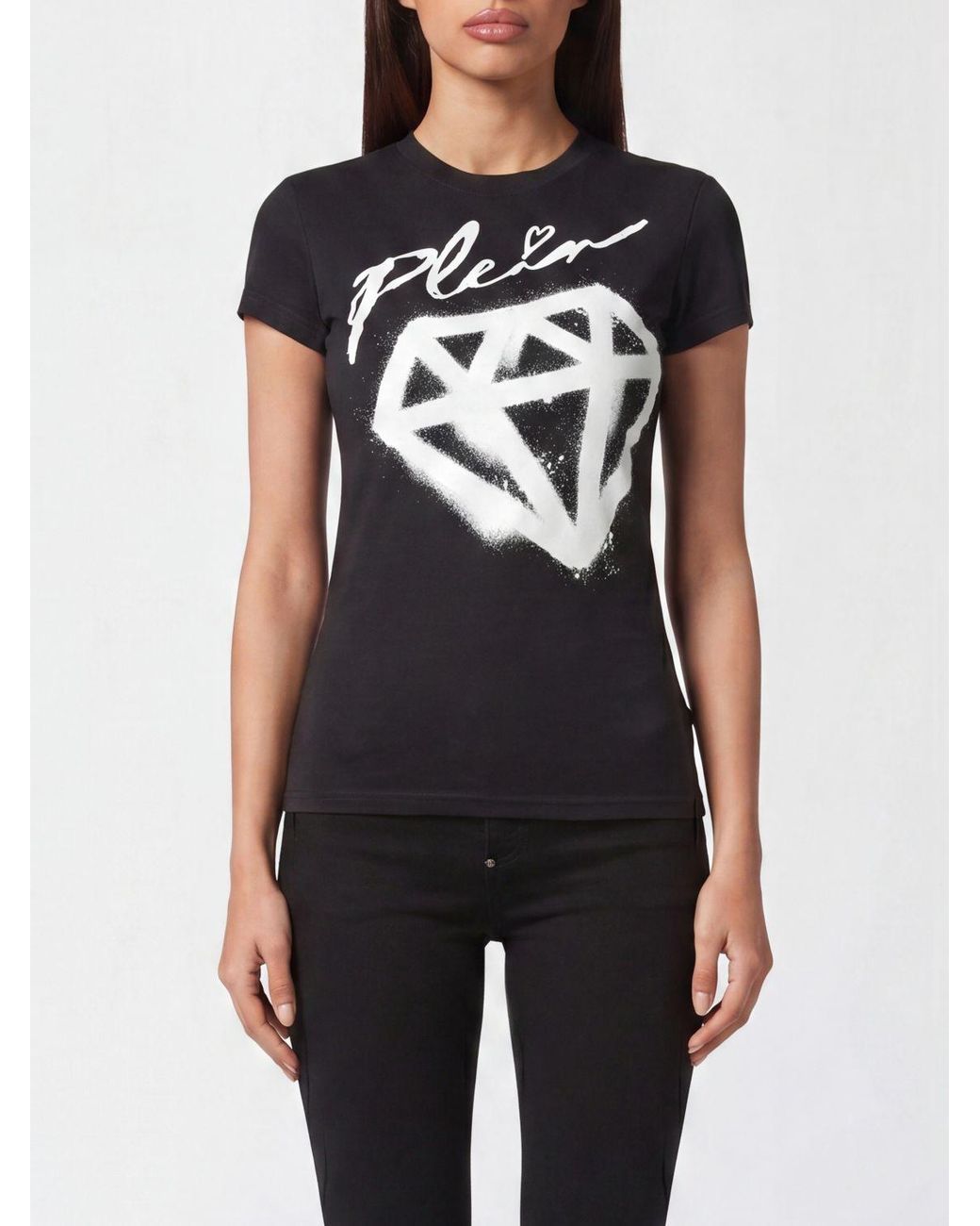 Philipp Plein Black Slim Fit Stretch Cotton T-Shirt With Graphic Logo Print