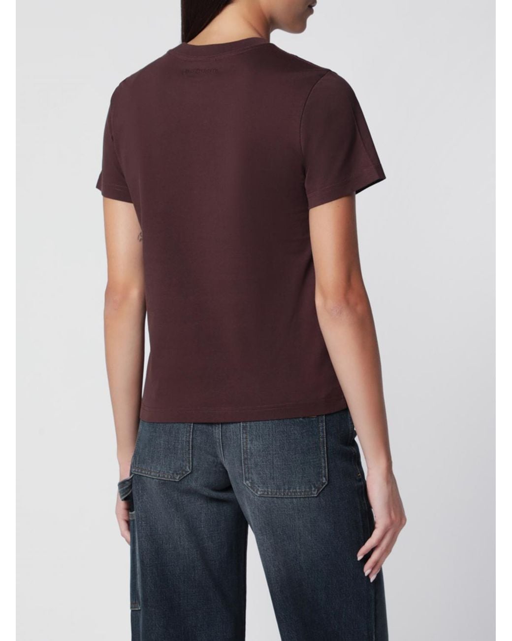 Courreges Black CourrÈ Ges Cotton Crewneck T-Shirt With Contrasting Front Logo