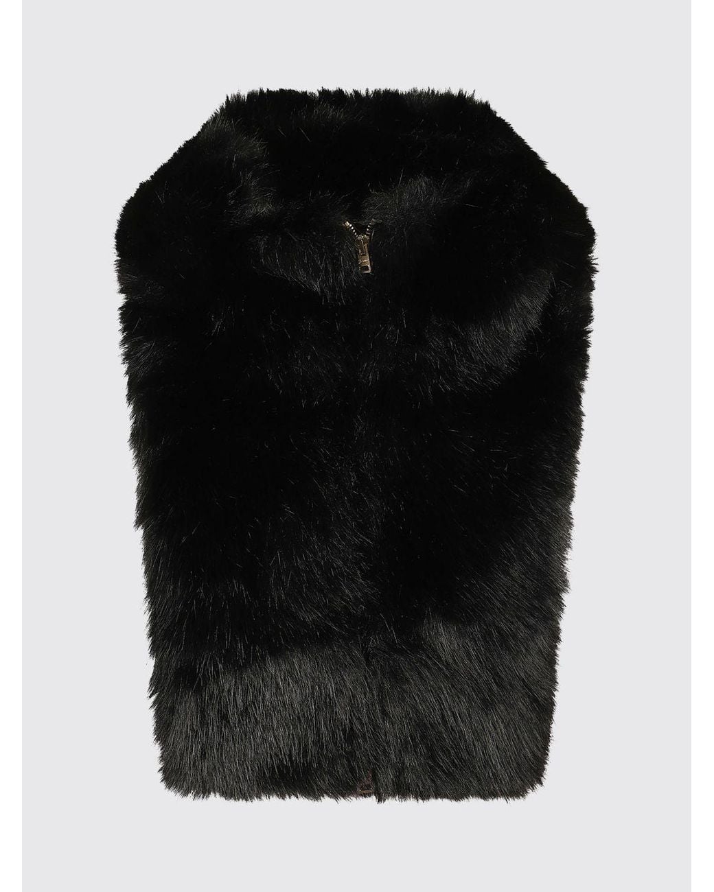 Herno Black Soft Faux Fur Scarf Collar With Concealed Closure