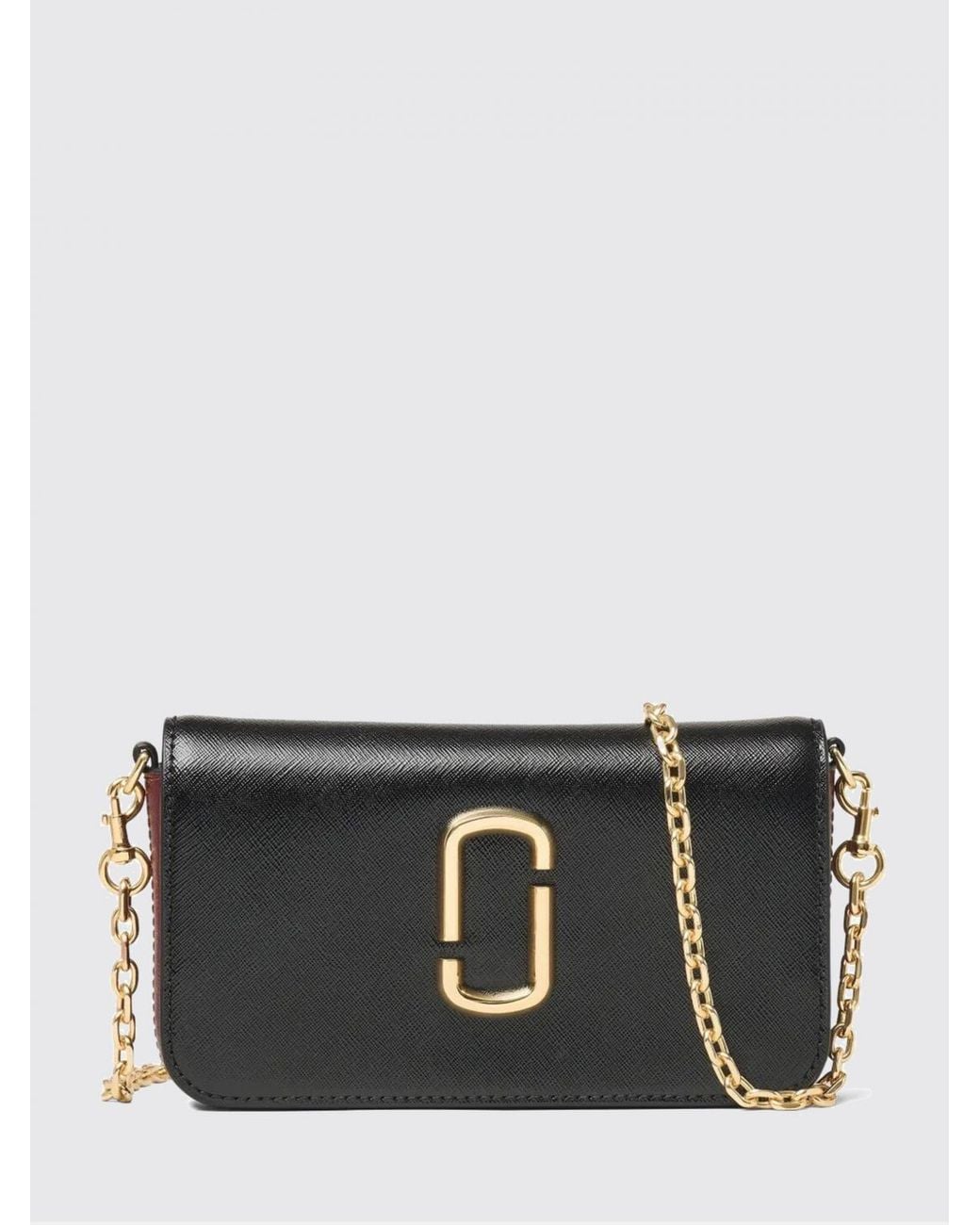 Marc Jacobs Black The Snapshot Leather Crossbody Bag With Double J Logo