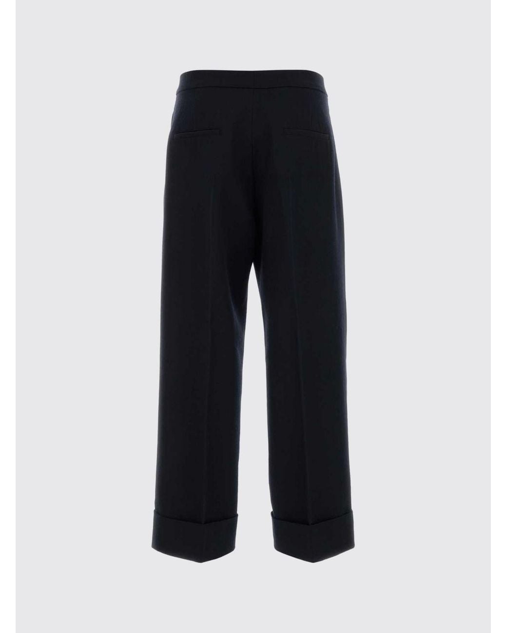 Soeur Blue High-Waisted Pure Virgin Wool Wide-Leg Trousers