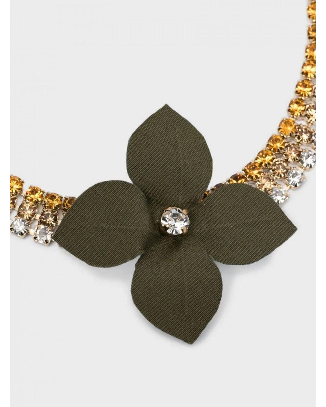 Marni White Messing- Und Samtkette Mit Eingesetzten Strasssteinen Und Blume