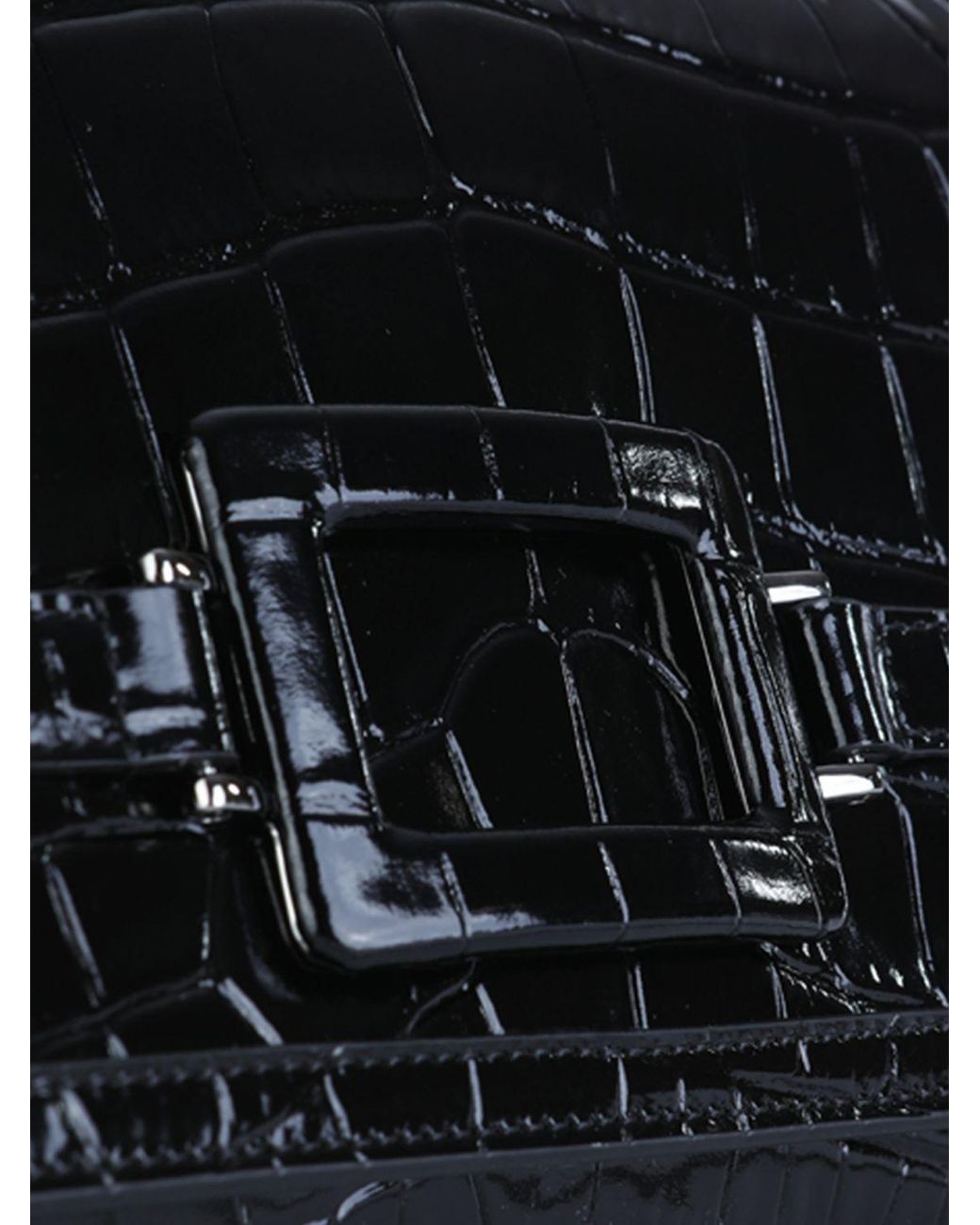 Roger Vivier Black Belle Vivier Croc-Effect Calfskin Clutch With Top Handle