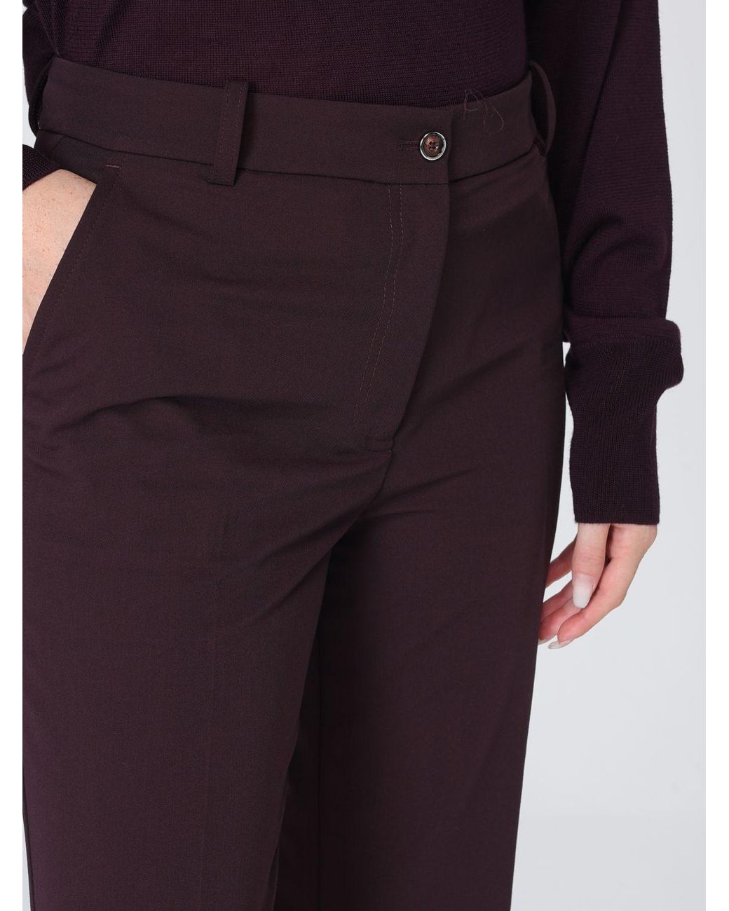 Pinko Purple Petalo Mid-Rise Straight-Leg Crêpe Trousers
