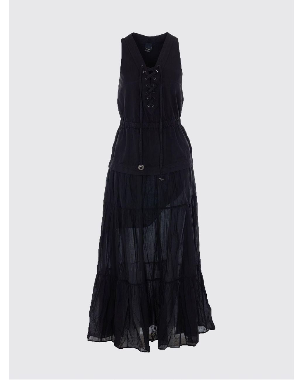 Pinko Black Cotton Long Dress