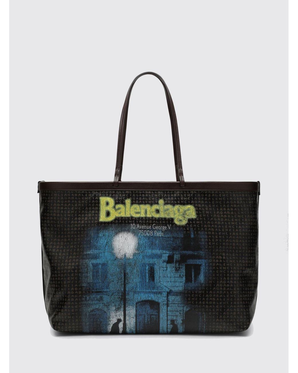 Balenciaga Black Tote Select Large Coated Cotton Tote Bag With Graphic Print